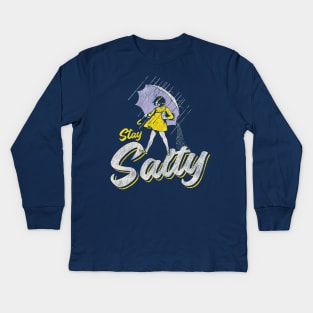 Stay Salty Girl Worn Out Kids Long Sleeve T-Shirt